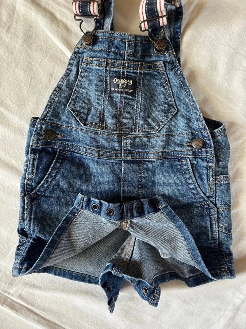 OshKosh B'gosh Denim Jeans  Shortalls Overalls with Striped Straps